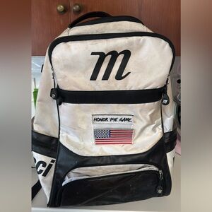 Marucci Baseball White and Black Men’s Backpack with Honor The Game Patch